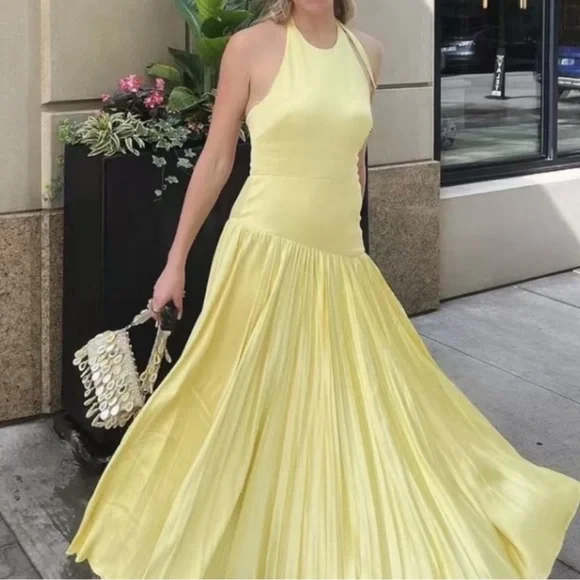 chinese dress ladies Alexis Gracie Long Dress w/Ruffles in Yellow